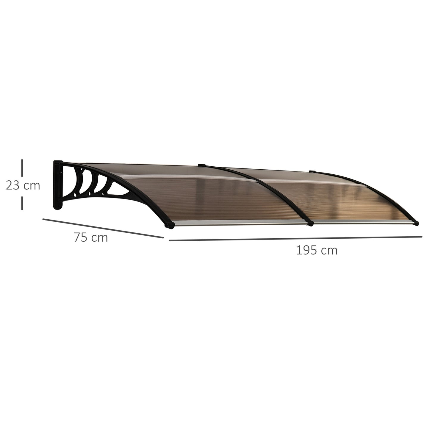 Door canopy in polycarbonate, sun & rain protection, 75x195 cm
