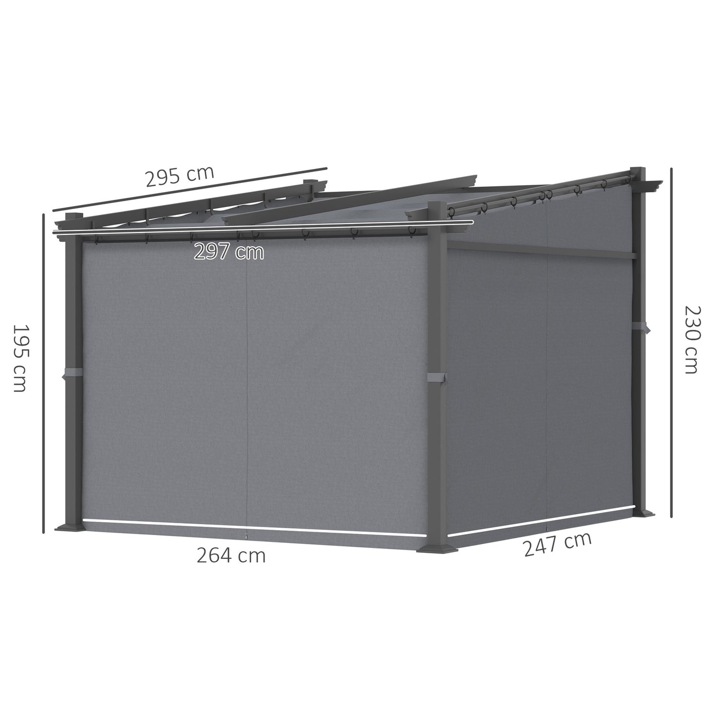 Water-repellent Gazebo 2.97x2.95M with sun protection and panels