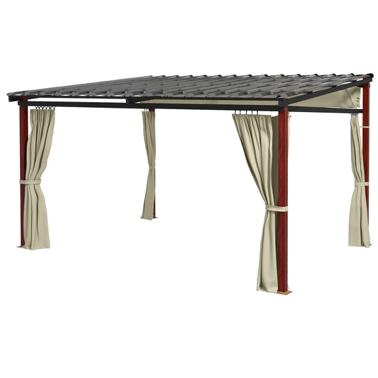 Beige windproof pergola 3.5x3m with adjustable roof