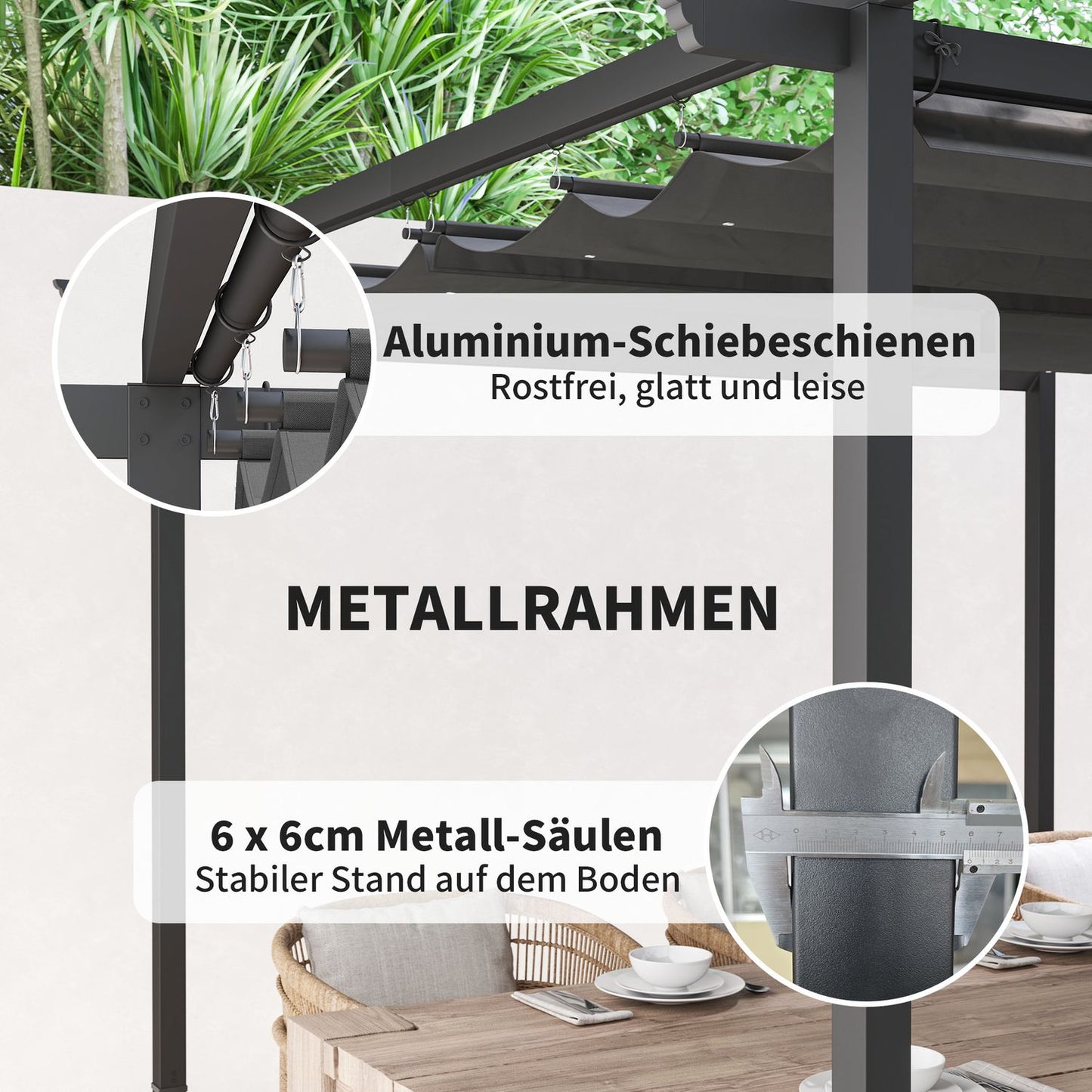 Adjustable metal pergola with UV protection for patio and garden