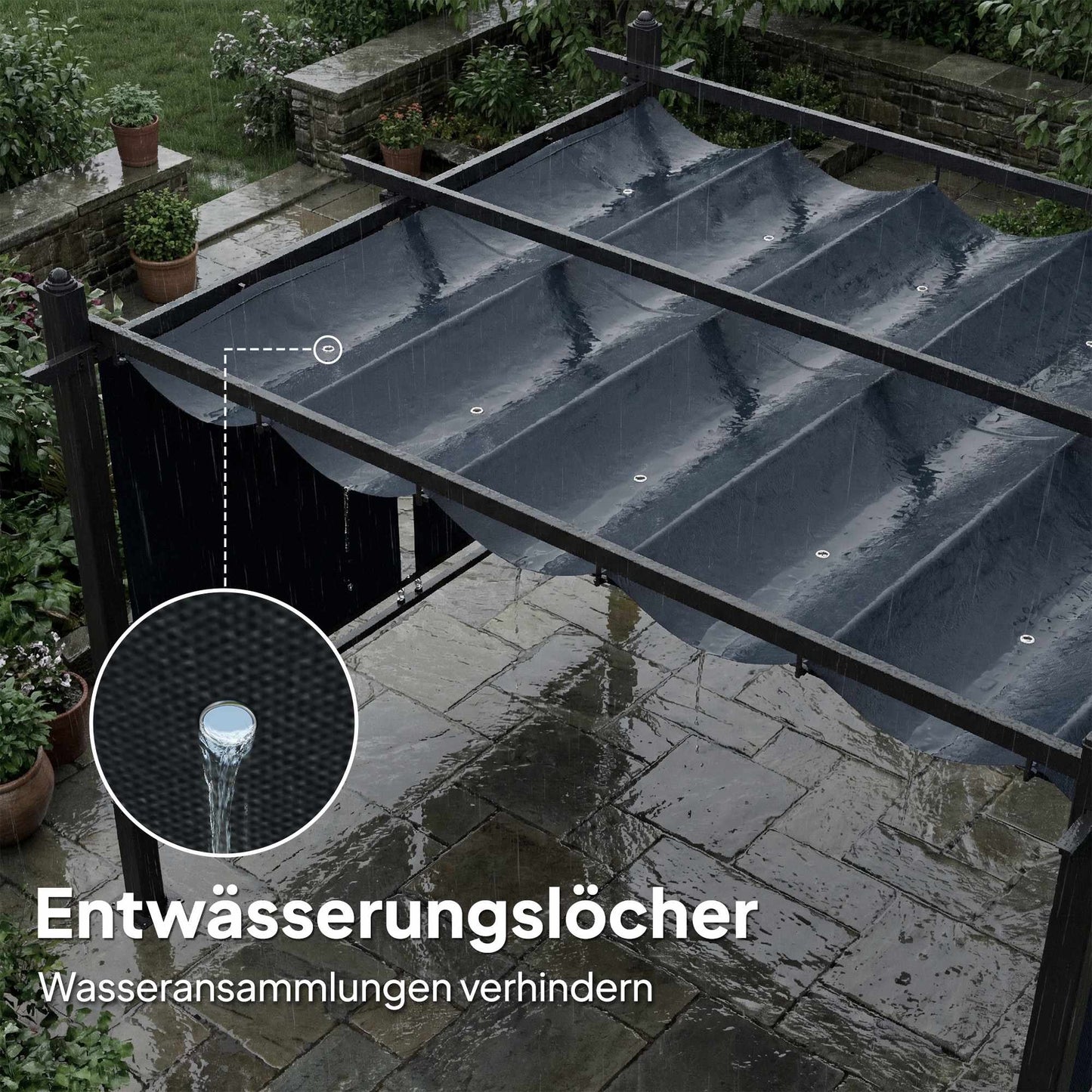 Pergola 3x4m with Retractable Roof & UV50+ Aluminum Frame