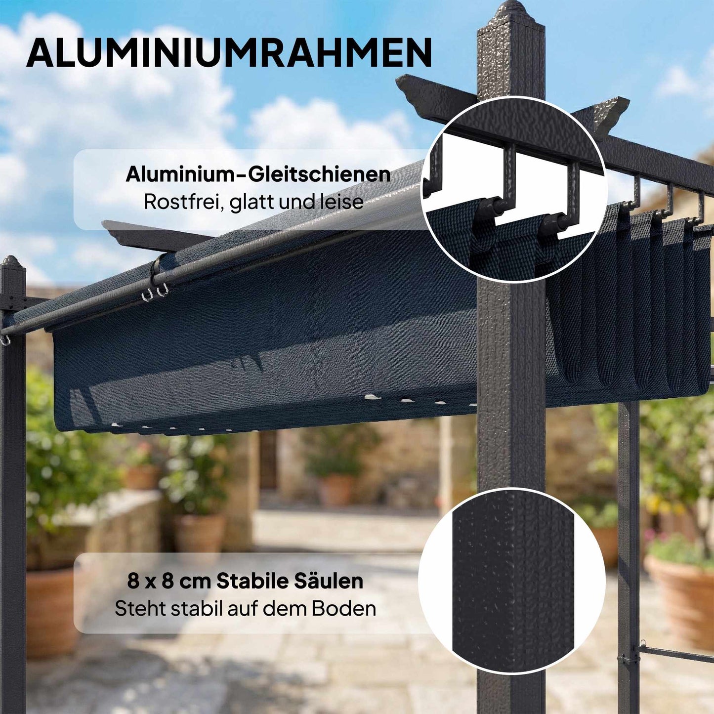 Pergola 3x4m with Retractable Roof & UV50+ Aluminum Frame