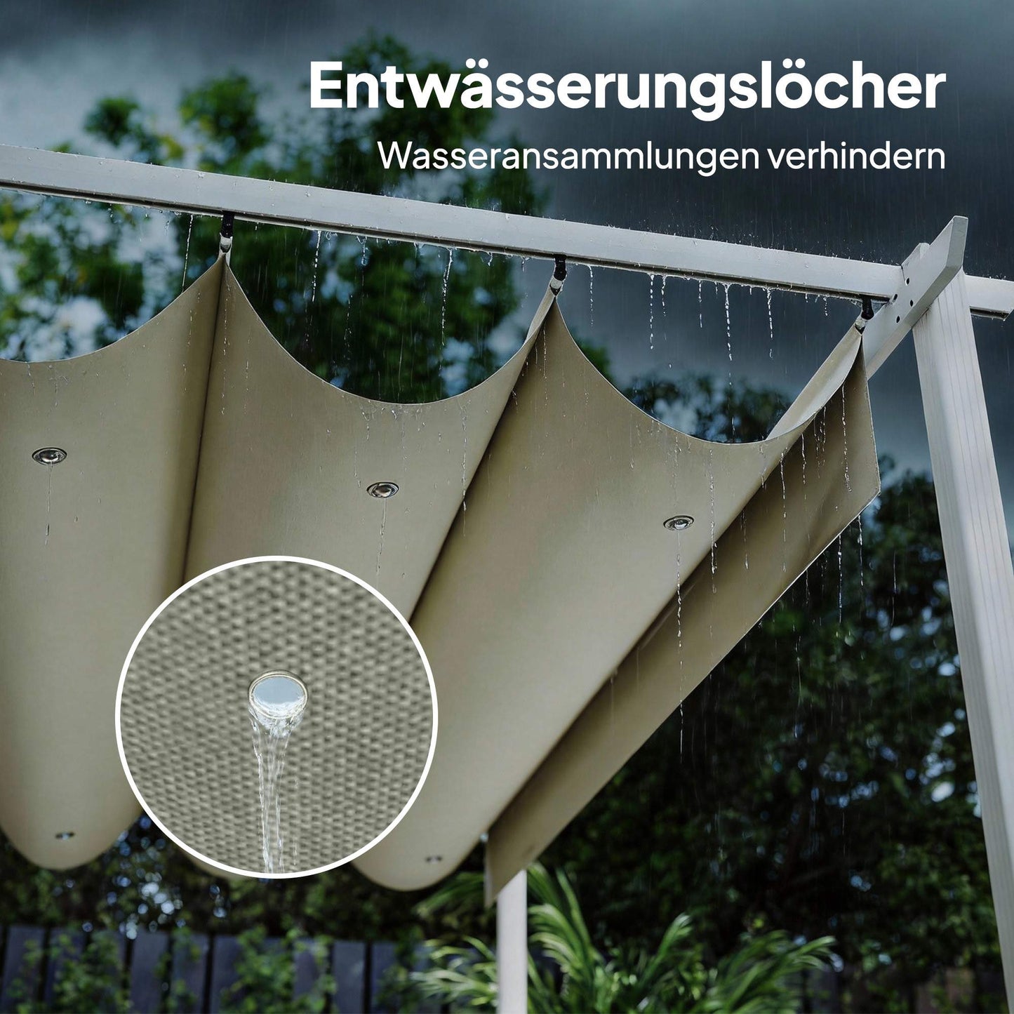 Pergola 3x4 m with Retractable UV30+ Canopy, Beige