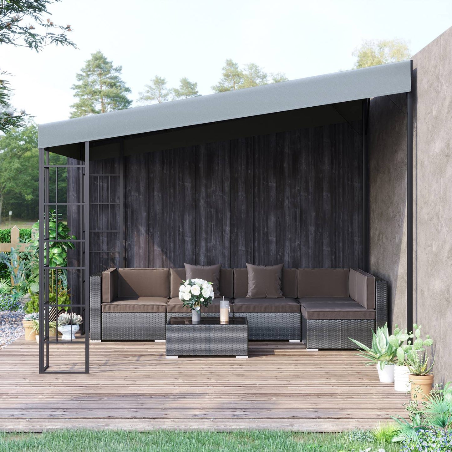 Garden pergola 4x3m metal frame, gray polyester canopy