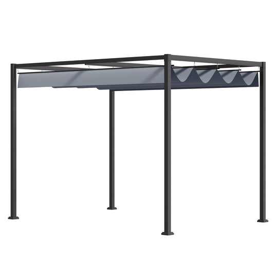 Steel pergola 4x3m with adjustable roof, dark grey