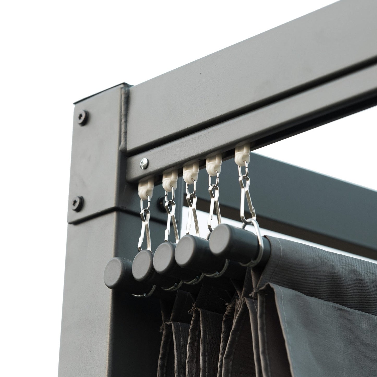 Steel pergola 4x3m with adjustable roof, dark grey