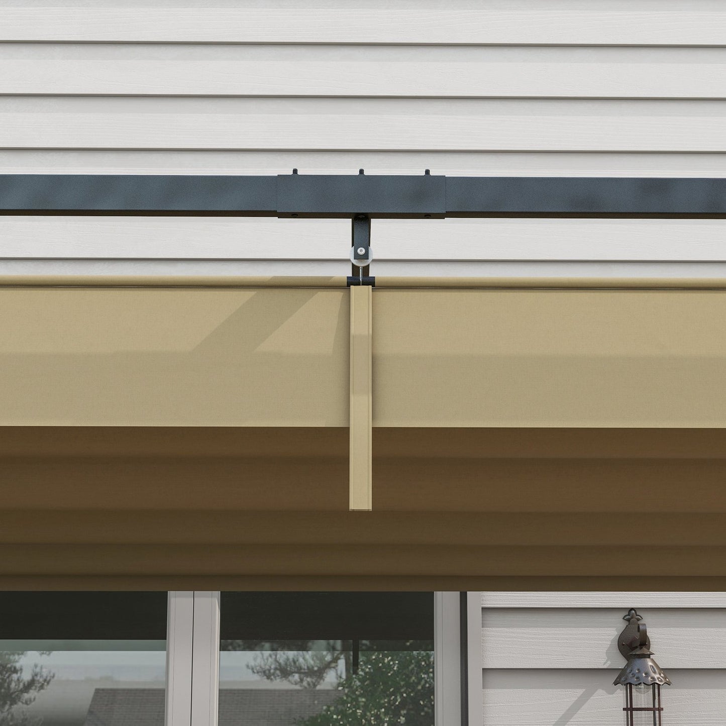 Pergola 4x3m Steel, Adjustable roof, Sun protection Khaki