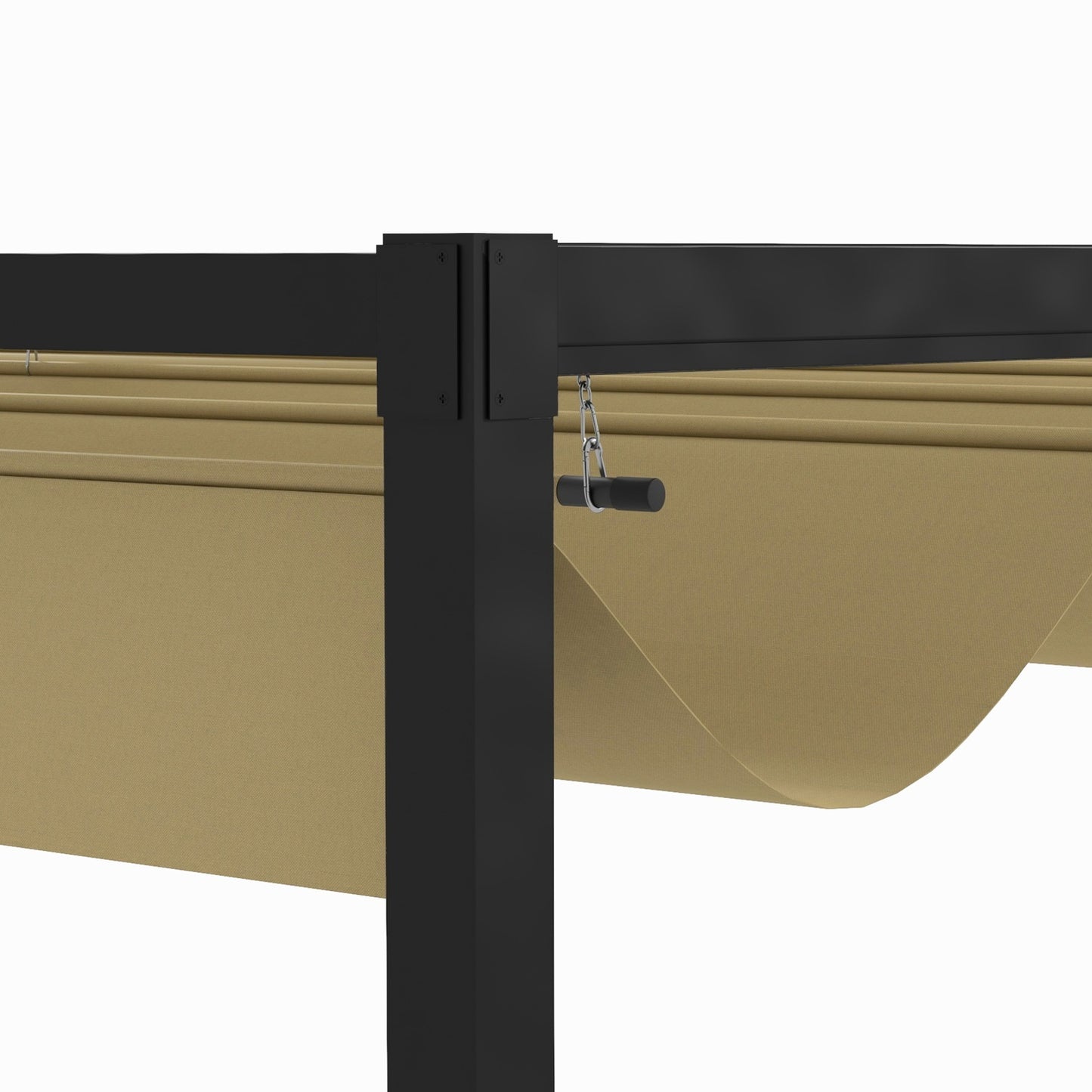 Pergola 4x3m Steel, Adjustable roof, Sun protection Khaki