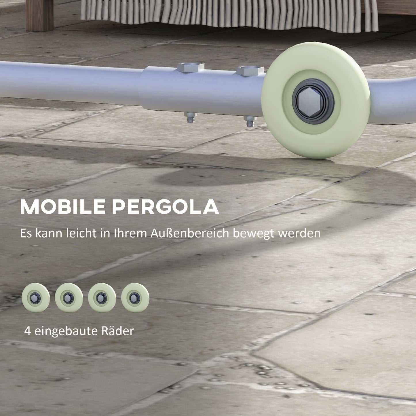 Pergola pavilion with wheels, UV protection, 3x3m patio roof