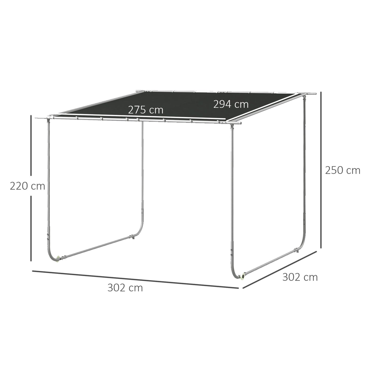 Pergola pavilion with wheels, UV protection, 3x3m patio roof