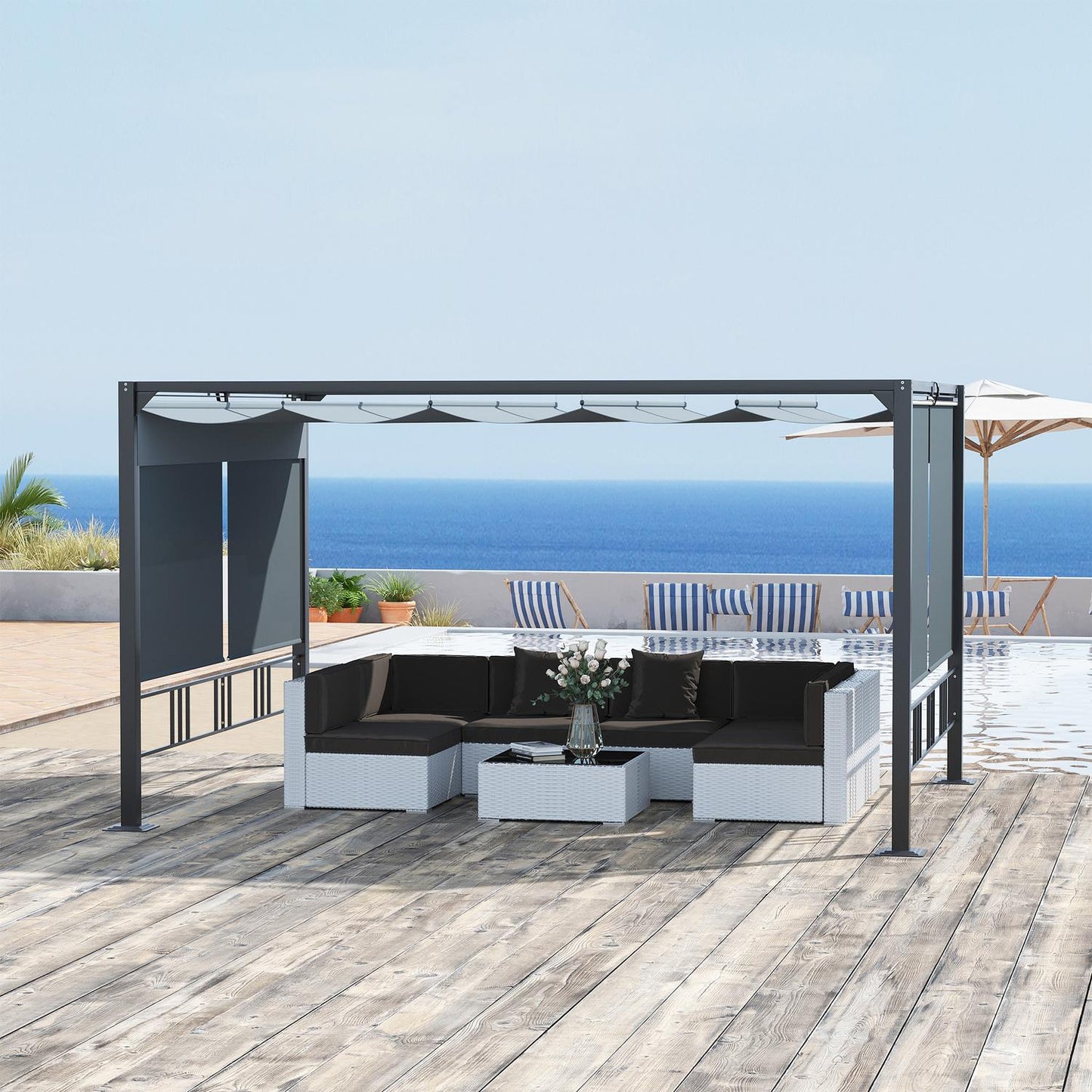 Garden pergola Gazebo with sunroof and blinds