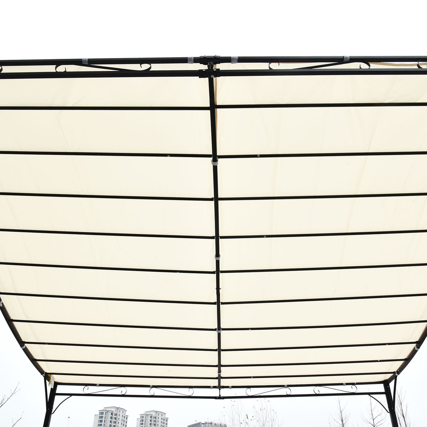 Metal Pergola Gazebo Canopy, Cream, 297x297 Cm