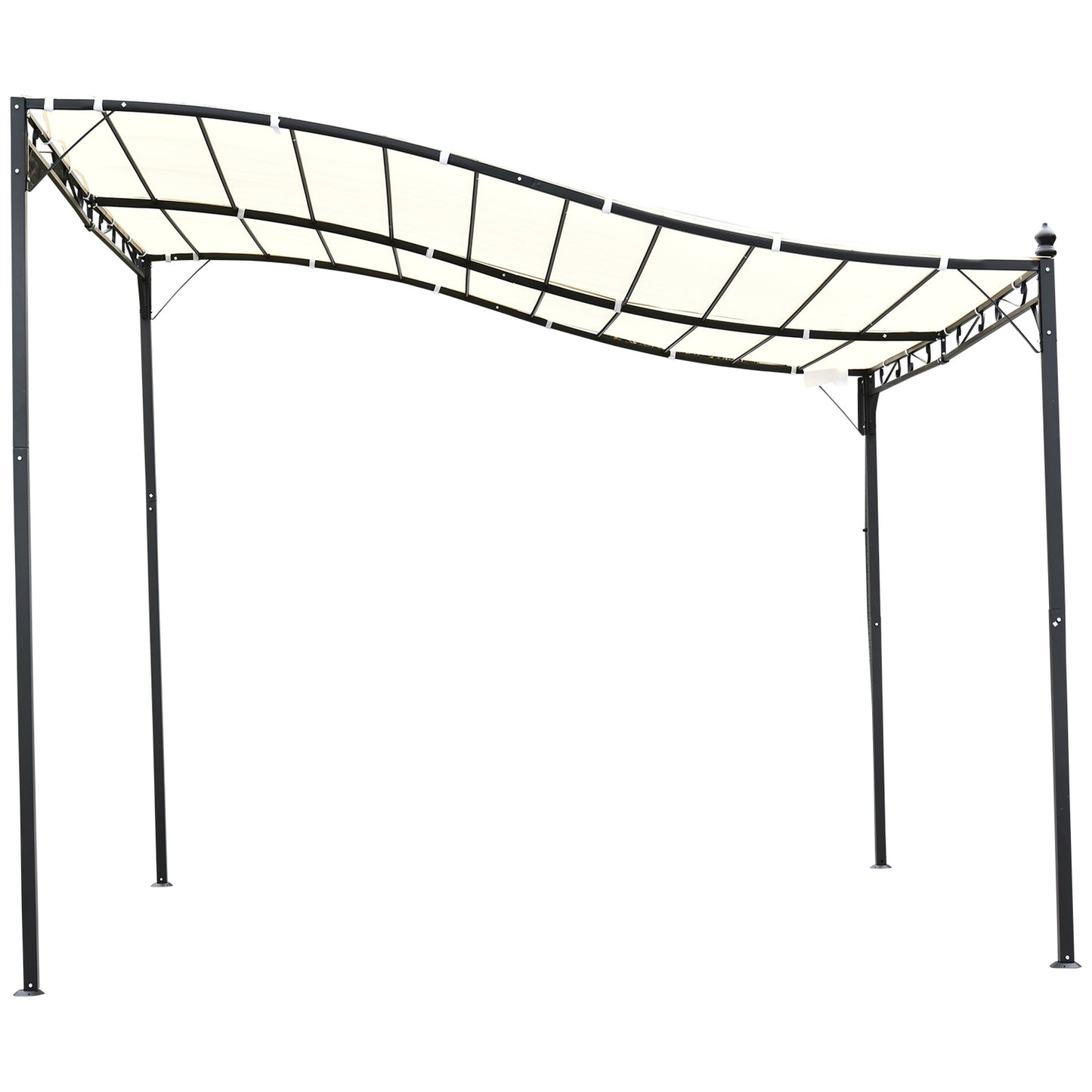 Metal Pergola Gazebo Canopy, Cream, 297x297 Cm