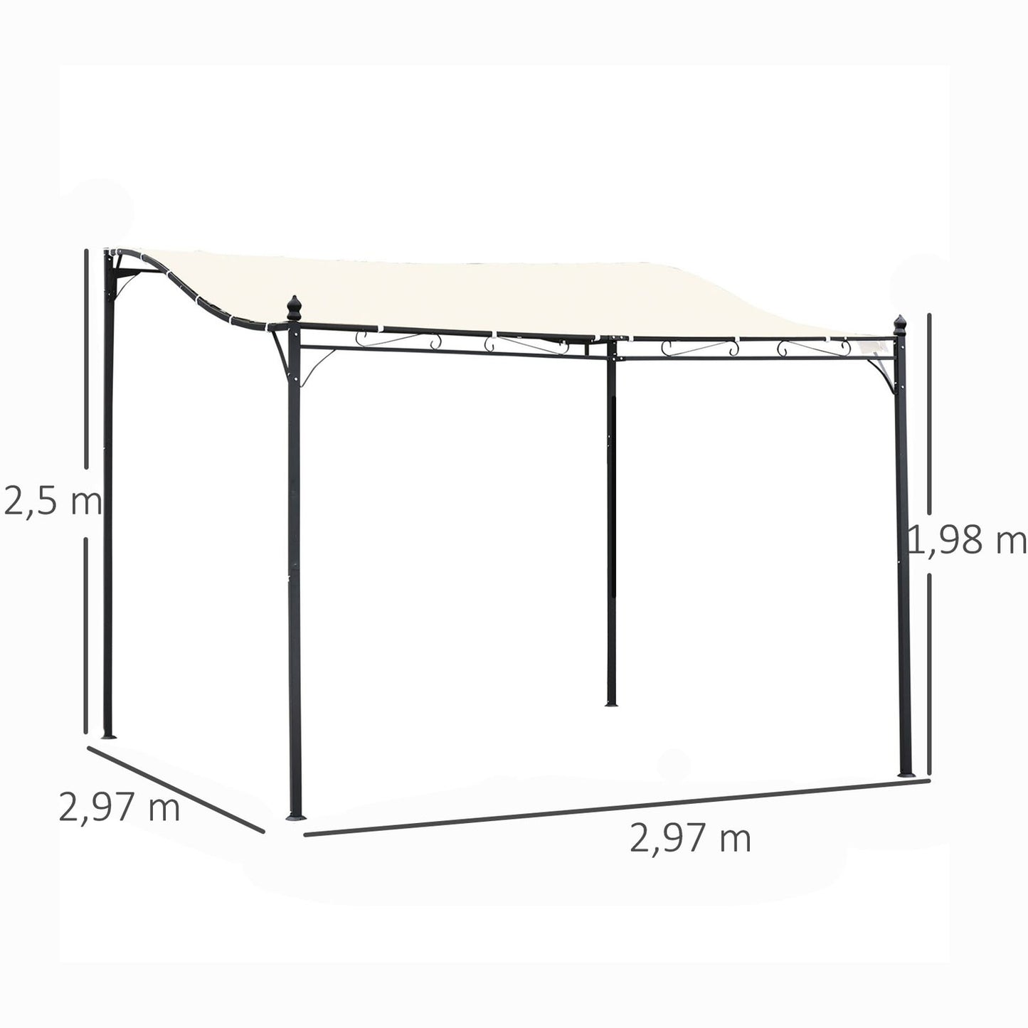 Metal Pergola Gazebo Canopy, Cream, 297x297 Cm