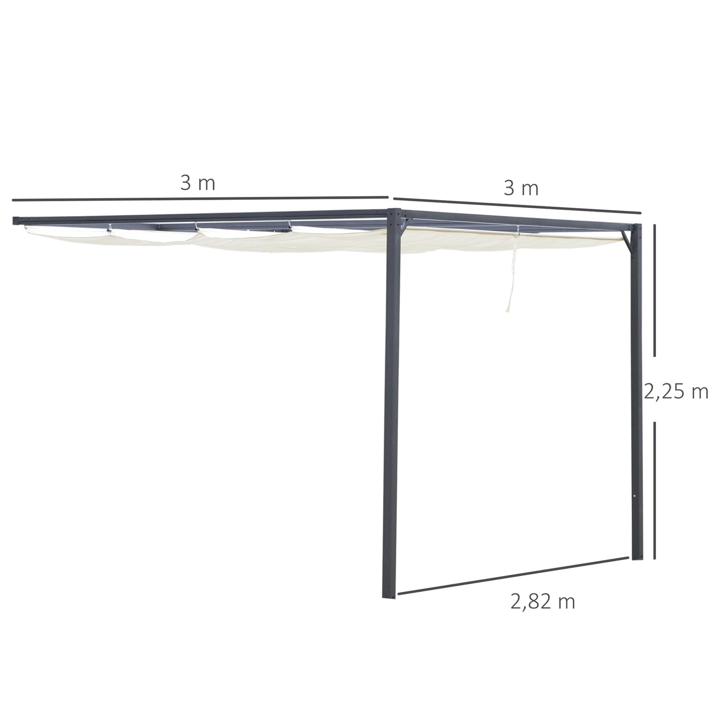 3x3m weatherproof pergola Gazebo with fabric roof