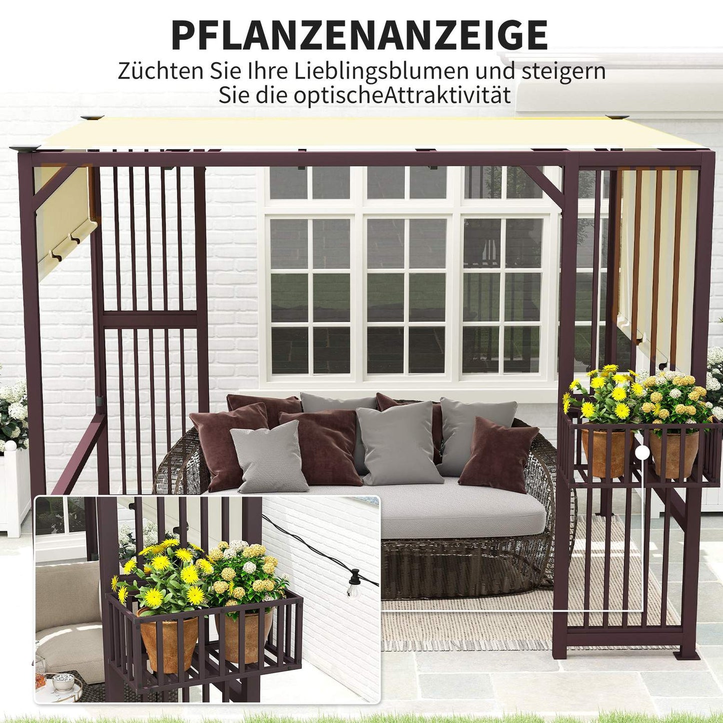 Detached Pergola Gazebo 3x2.5m with adjustable roof