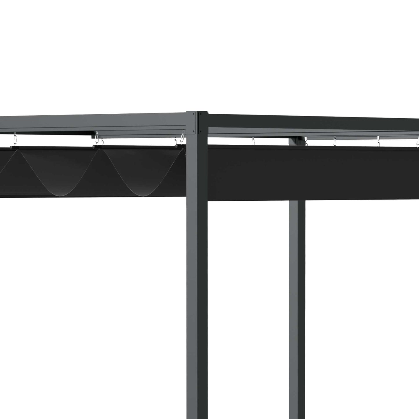 Pergola Gazebo with adjustable canopy, black & gray polyester