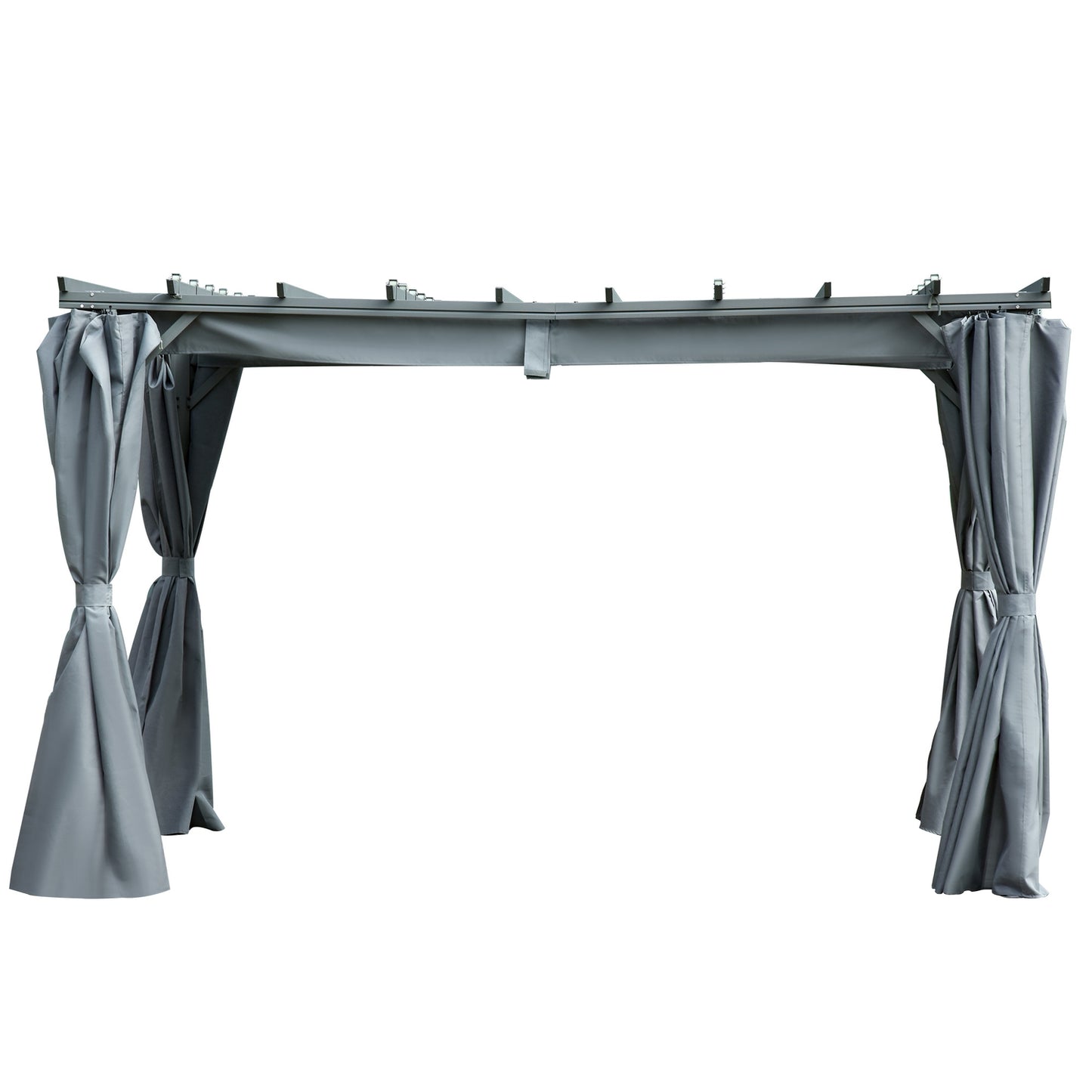 Weatherproof Steel Pergola Gazebo, Adjustable Roof, Grey, 3.6x3M