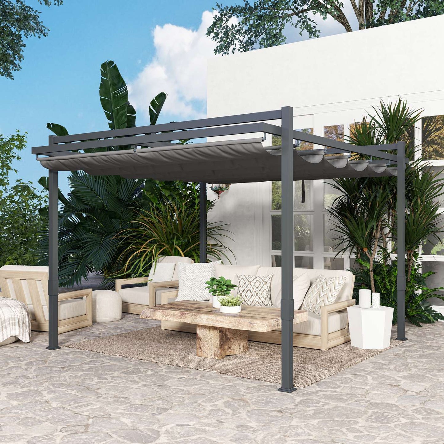 Freestanding aluminum pergola 3.5x3m - Adjustable roof, winterproof
