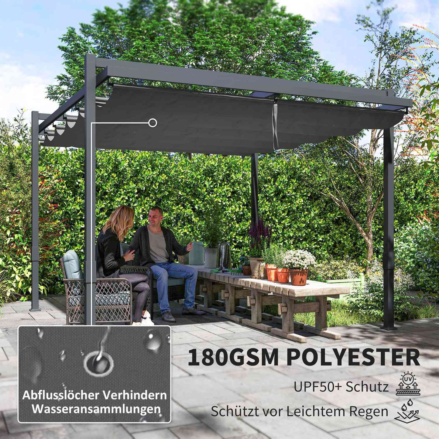 Freestanding aluminum pergola 3.5x3m - Adjustable roof, winterproof