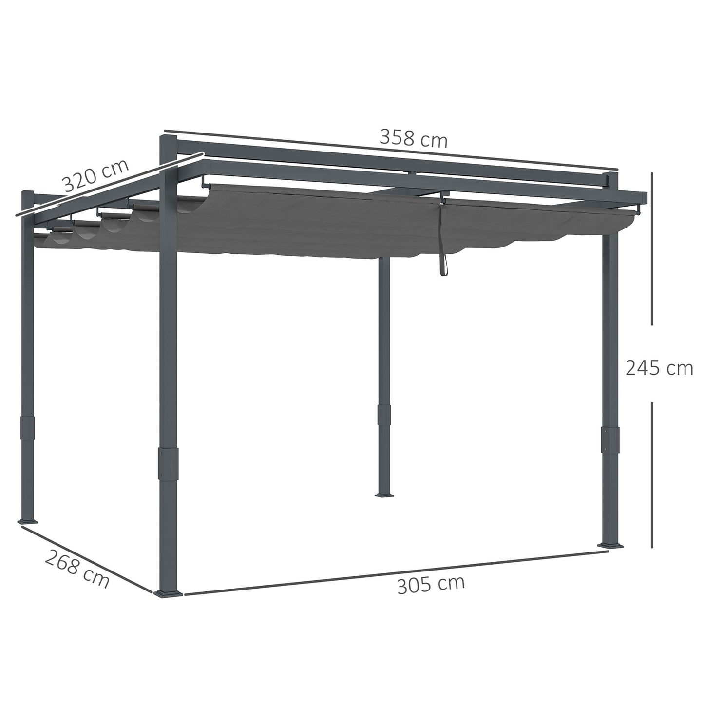 Freestanding aluminum pergola 3.5x3m - Adjustable roof, winterproof