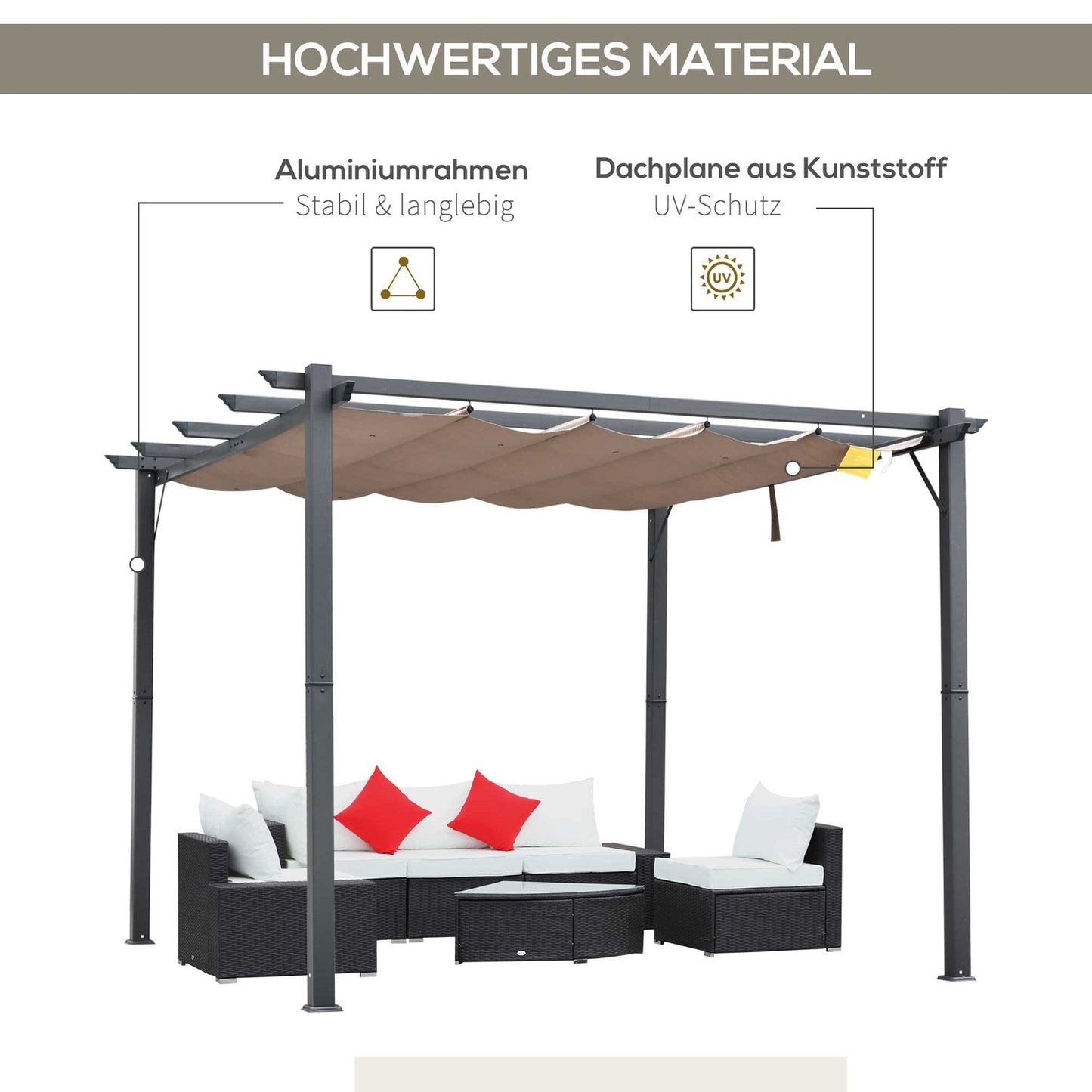 Pergola Pavilion patio roof, sliding roof, aluminium