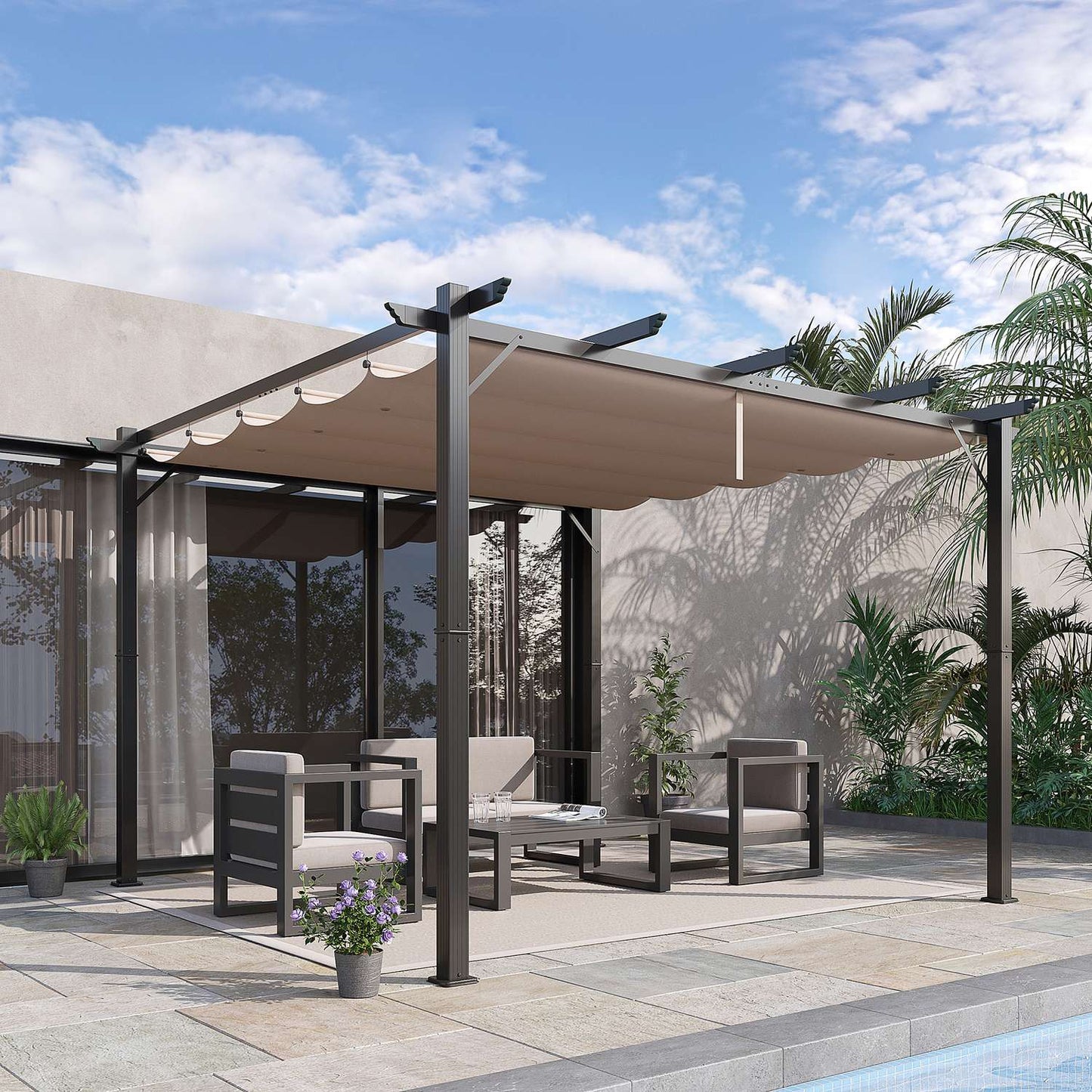 Pergola Pavilion patio roof, sliding roof, aluminium