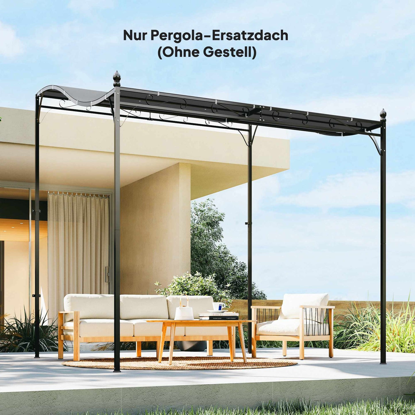 Pergola Replacement Canopy, 3x3m, Dark Grey, Polyester