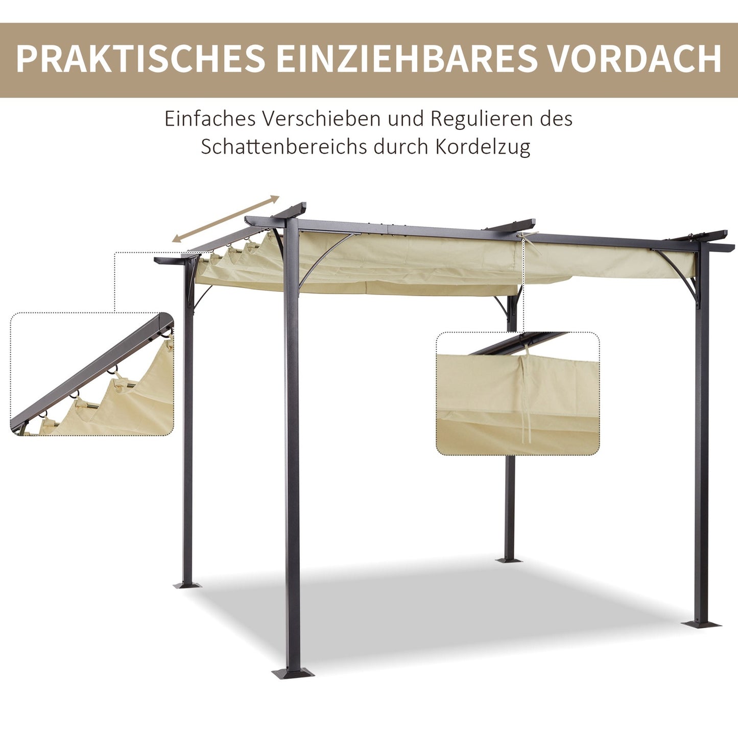 Waterproof aluminum gazebo roof 3x3m, UV protected roof