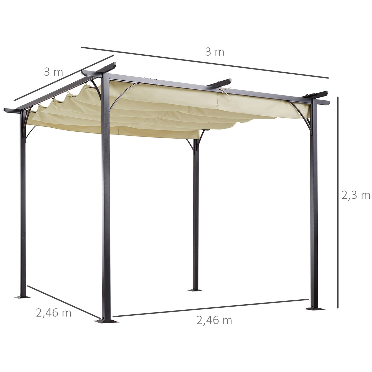 Waterproof aluminum gazebo roof 3x3m, UV protected roof