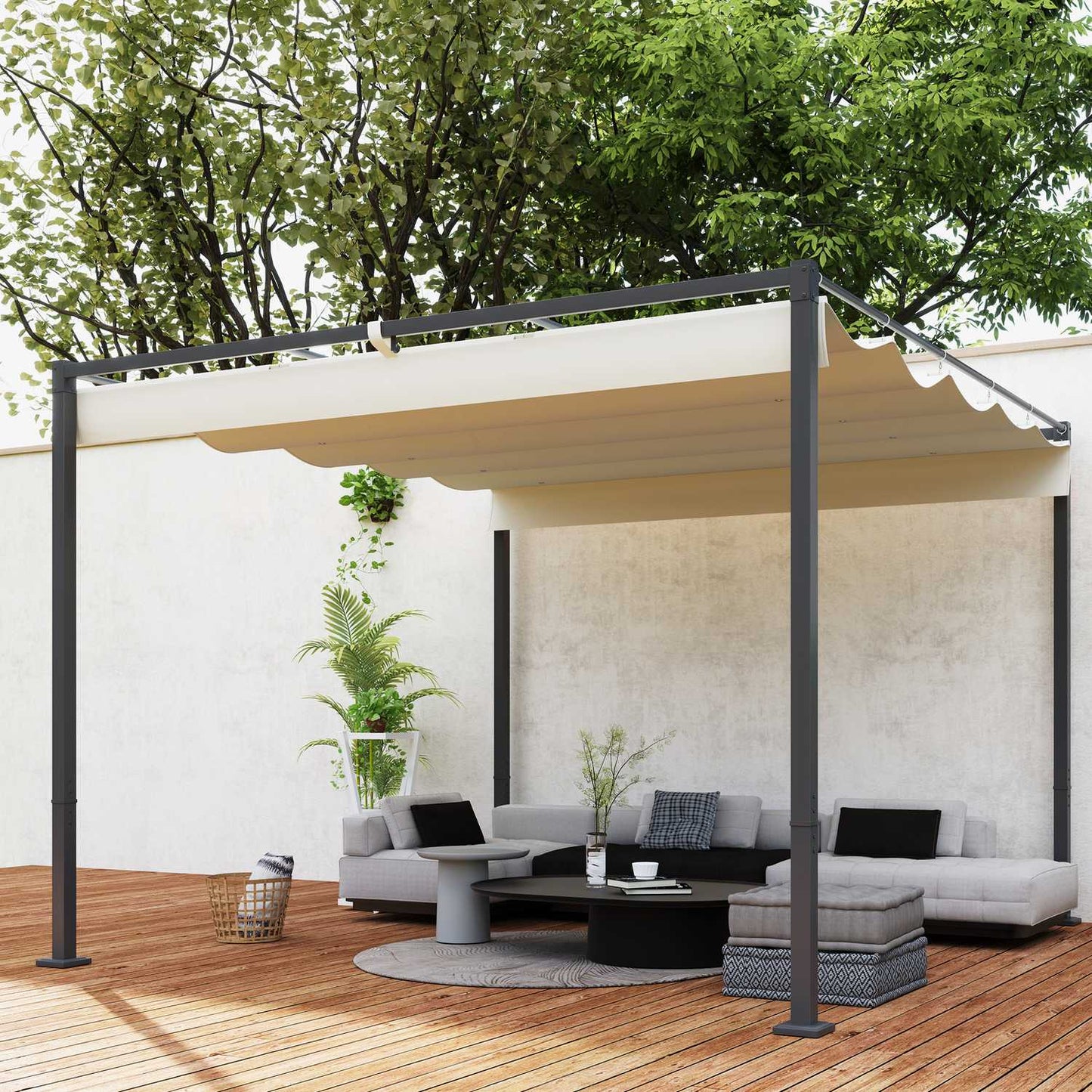 Adjustable metal Pergola Pavilion 3x3m, Beige, UV protection
