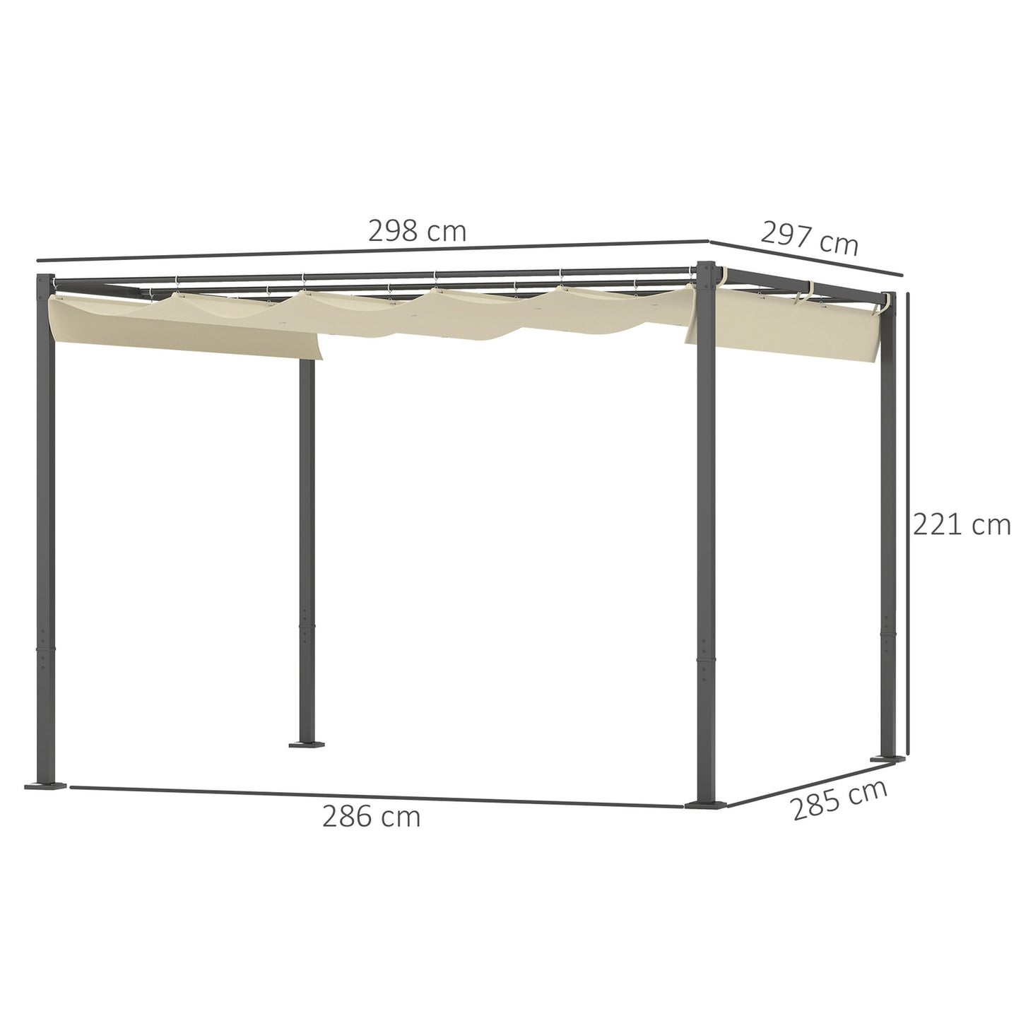 Adjustable metal Pergola Pavilion 3x3m, Beige, UV protection