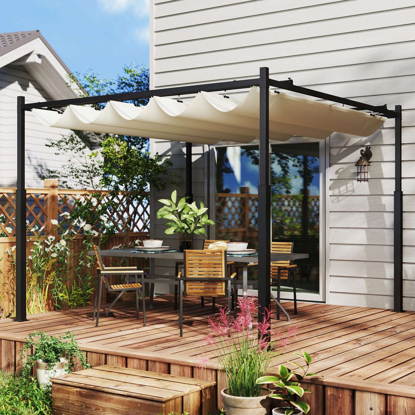 Pergola 3x3m Detached metal patio, UV 30+ Creamy white