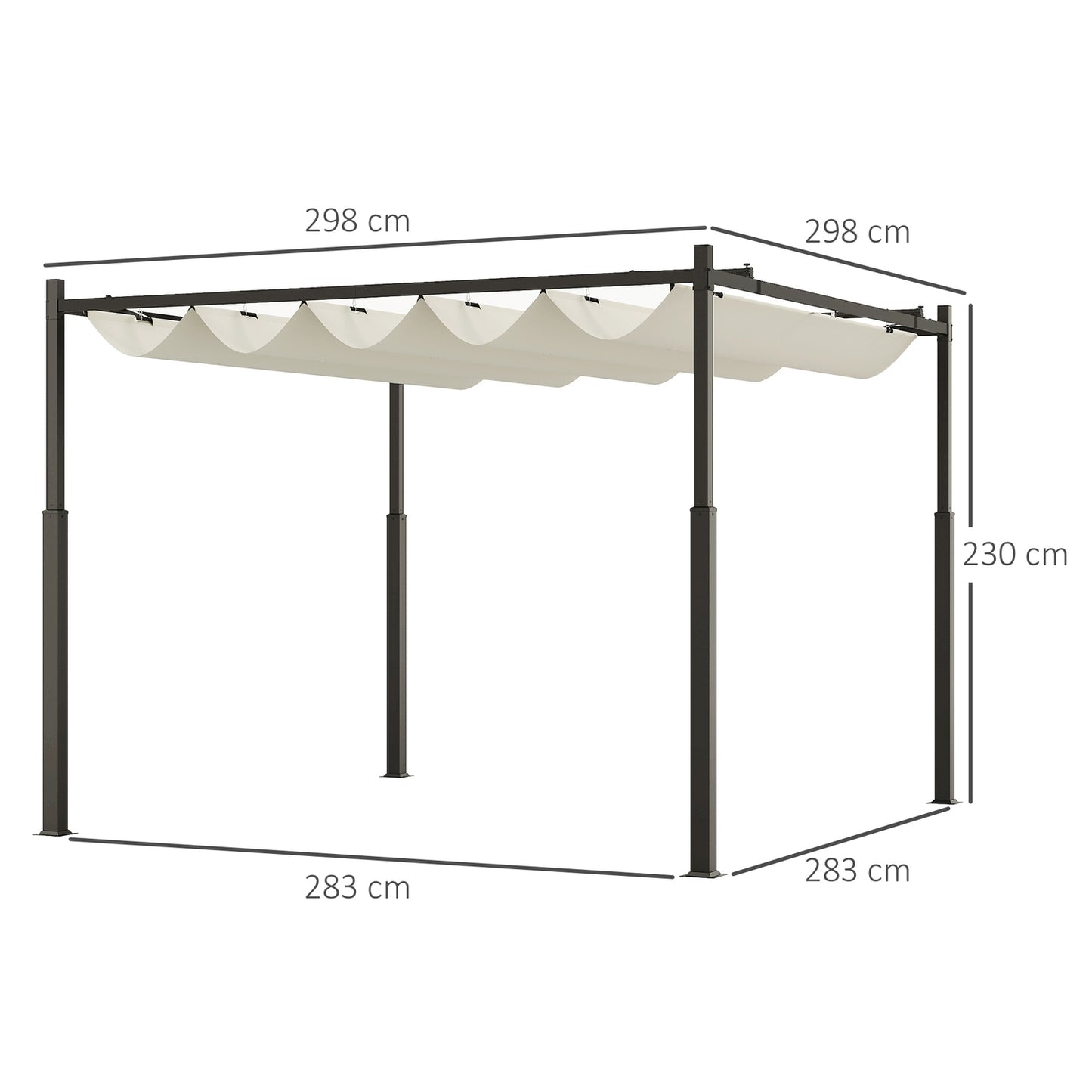 Pergola 3x3m Detached metal patio, UV 30+ Creamy white