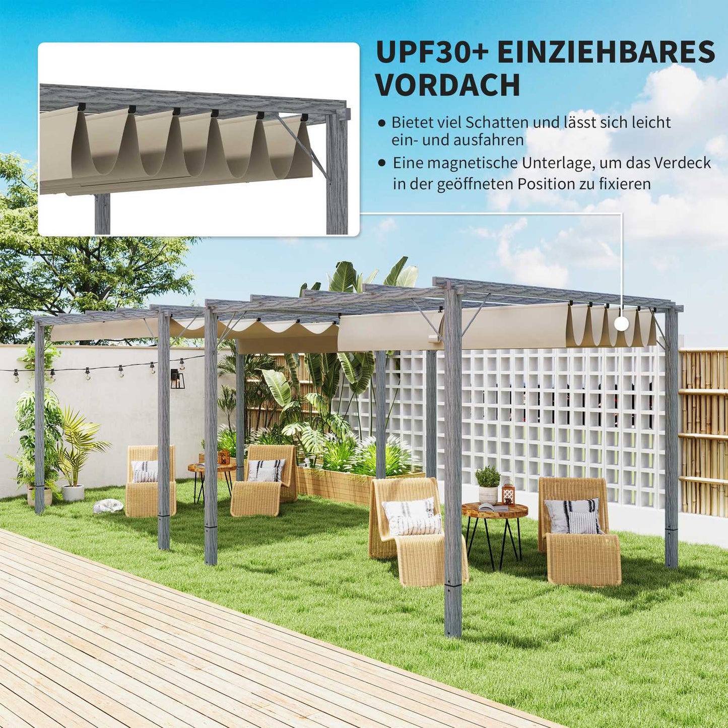 Aluminum Pergola 3x3m with adjustable roof, UV protection