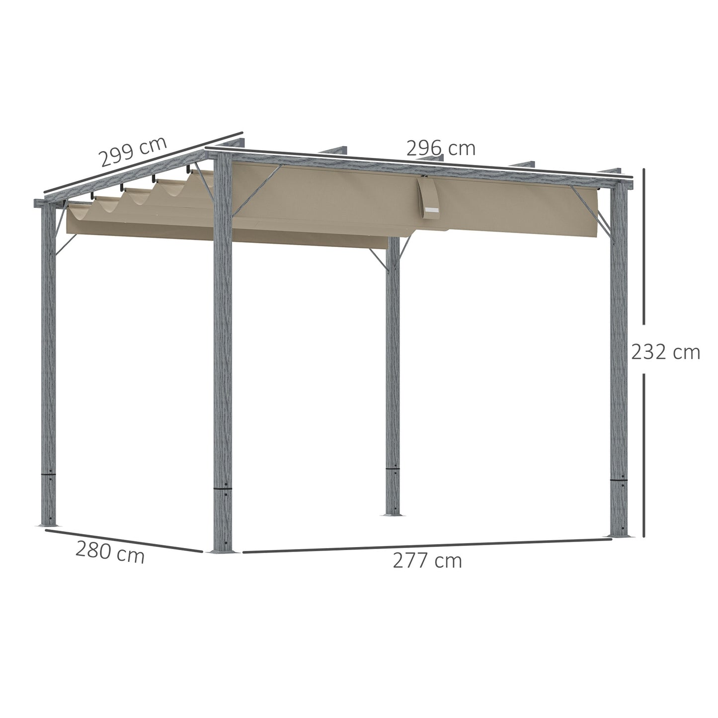 Aluminum Pergola 3x3m with adjustable roof, UV protection