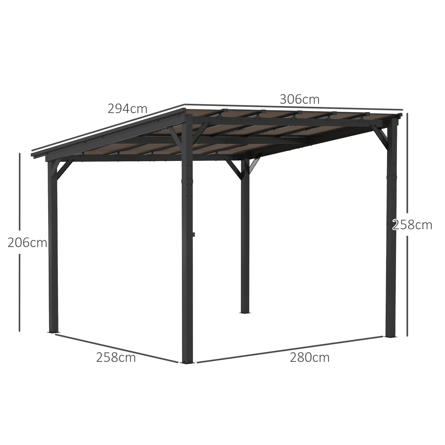 Metal Pergola Pavilion 3x3m, Waterproof UV50+ Dark Grey