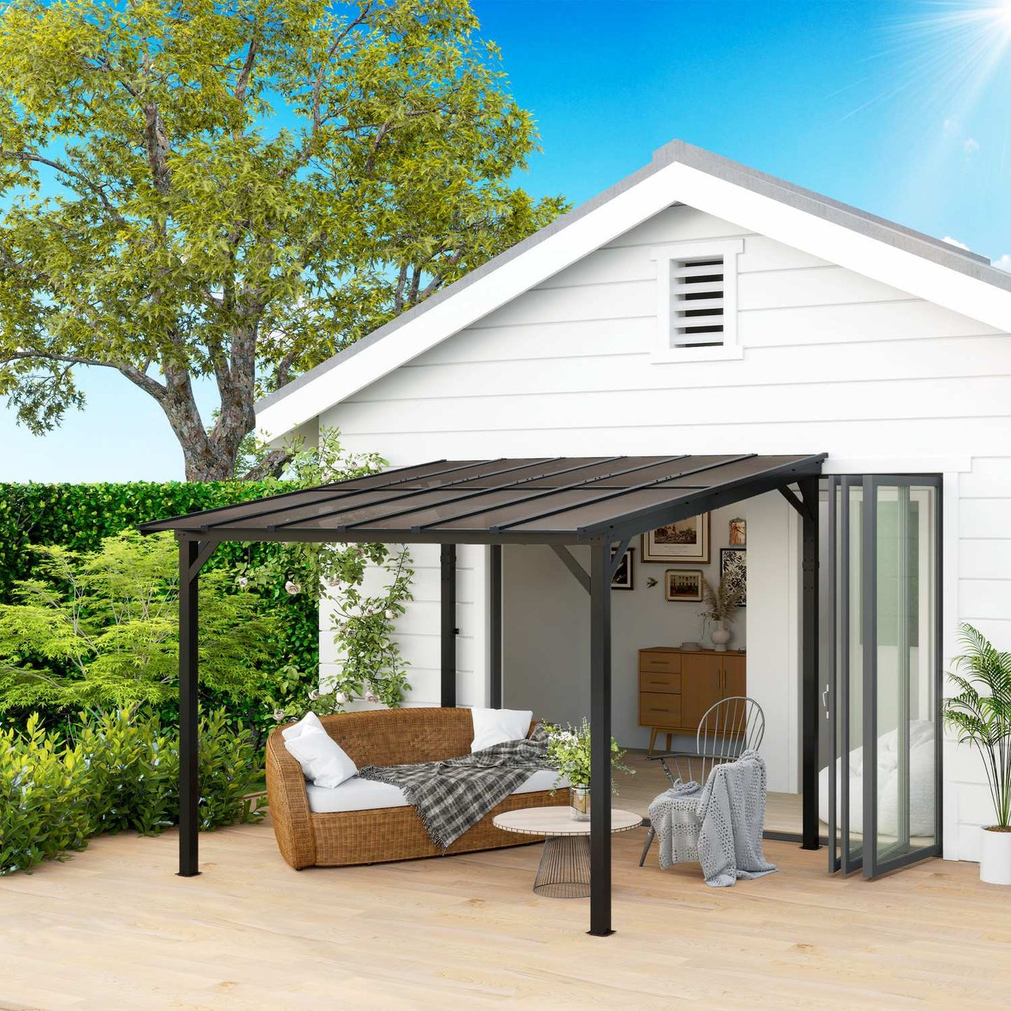 Metal Pergola Pavilion 3x3m, Waterproof UV50+ Dark Grey