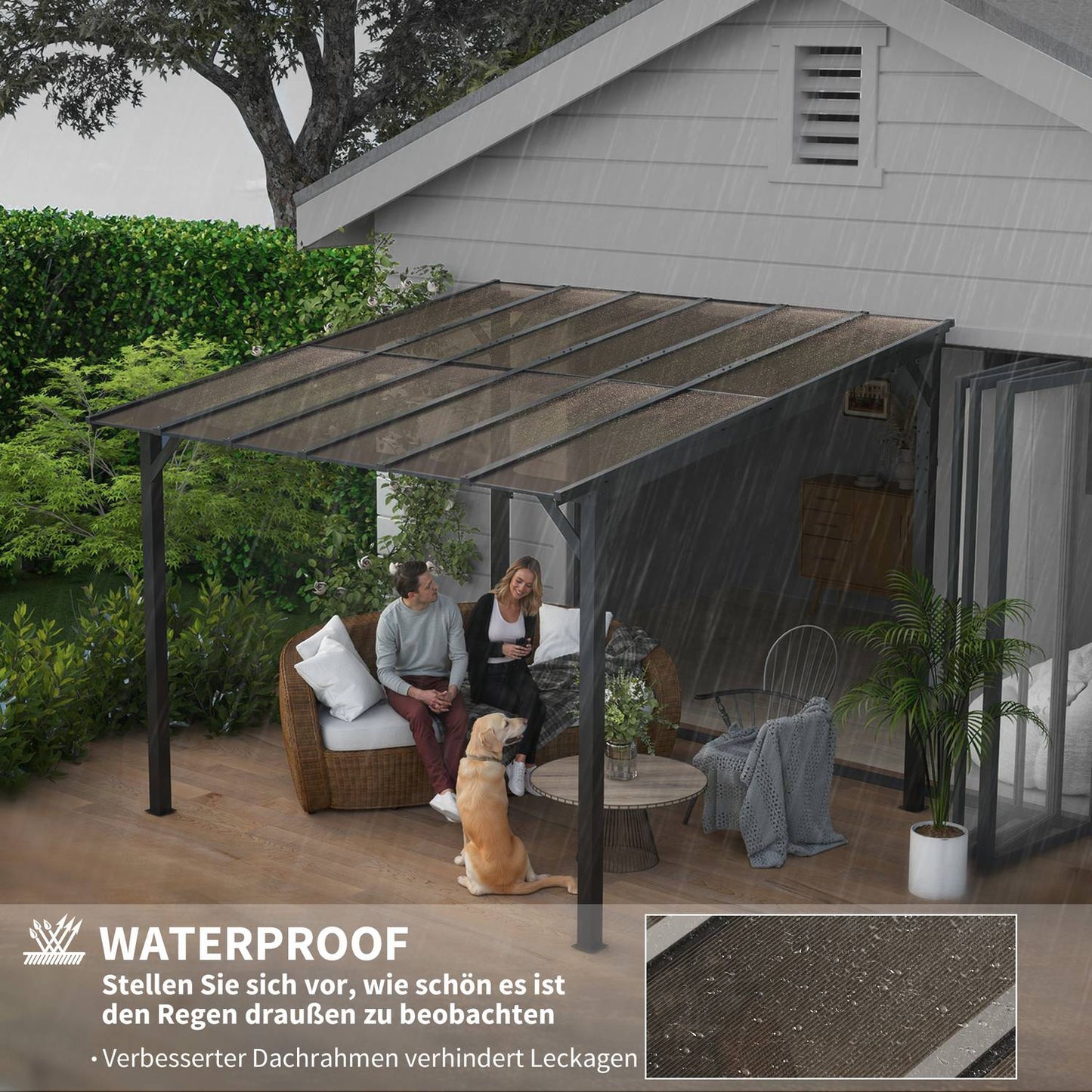 Metal Pergola Pavilion 3x3m, Waterproof UV50+ Dark Grey