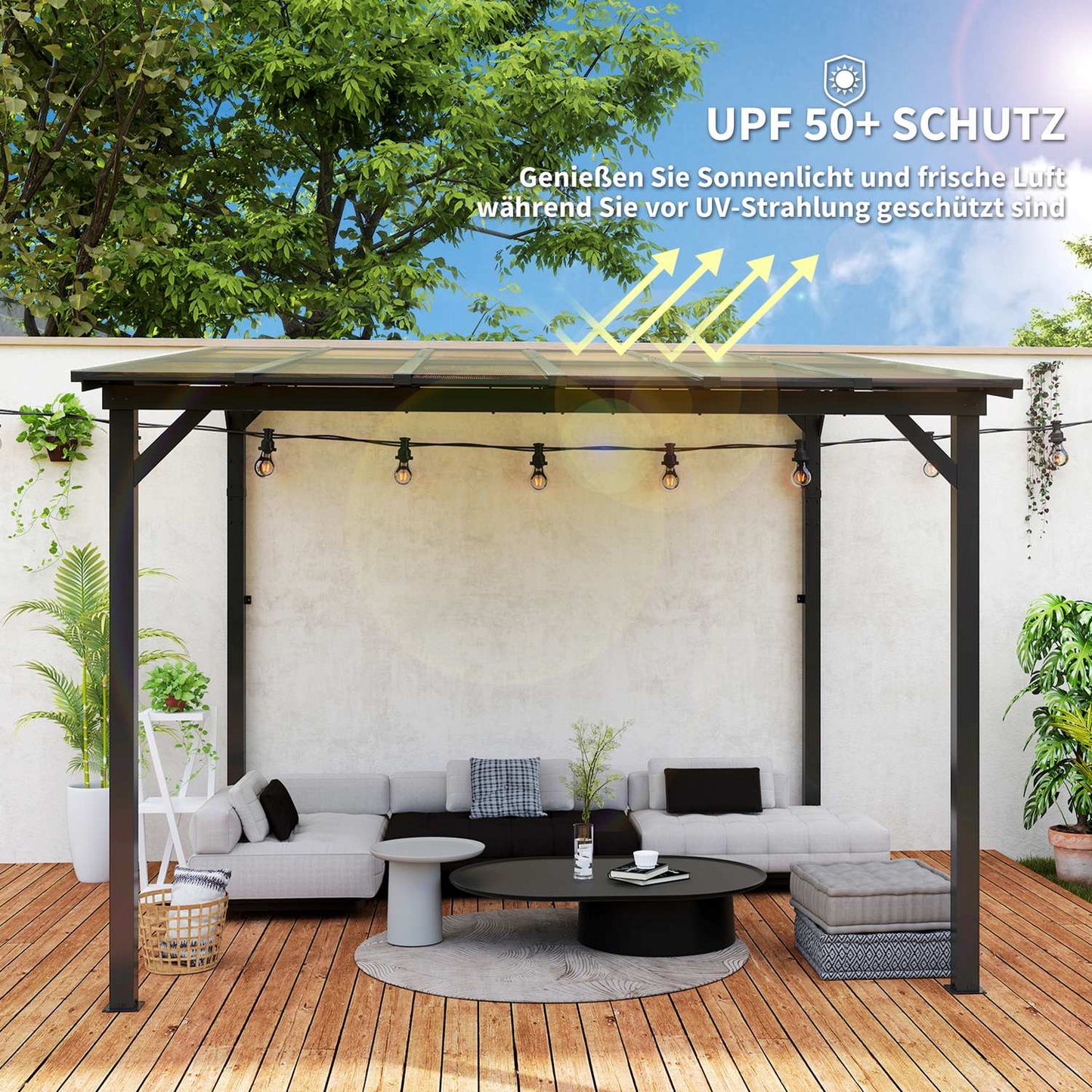 Metal Pergola Pavilion 3x3m, Waterproof UV50+ Dark Grey