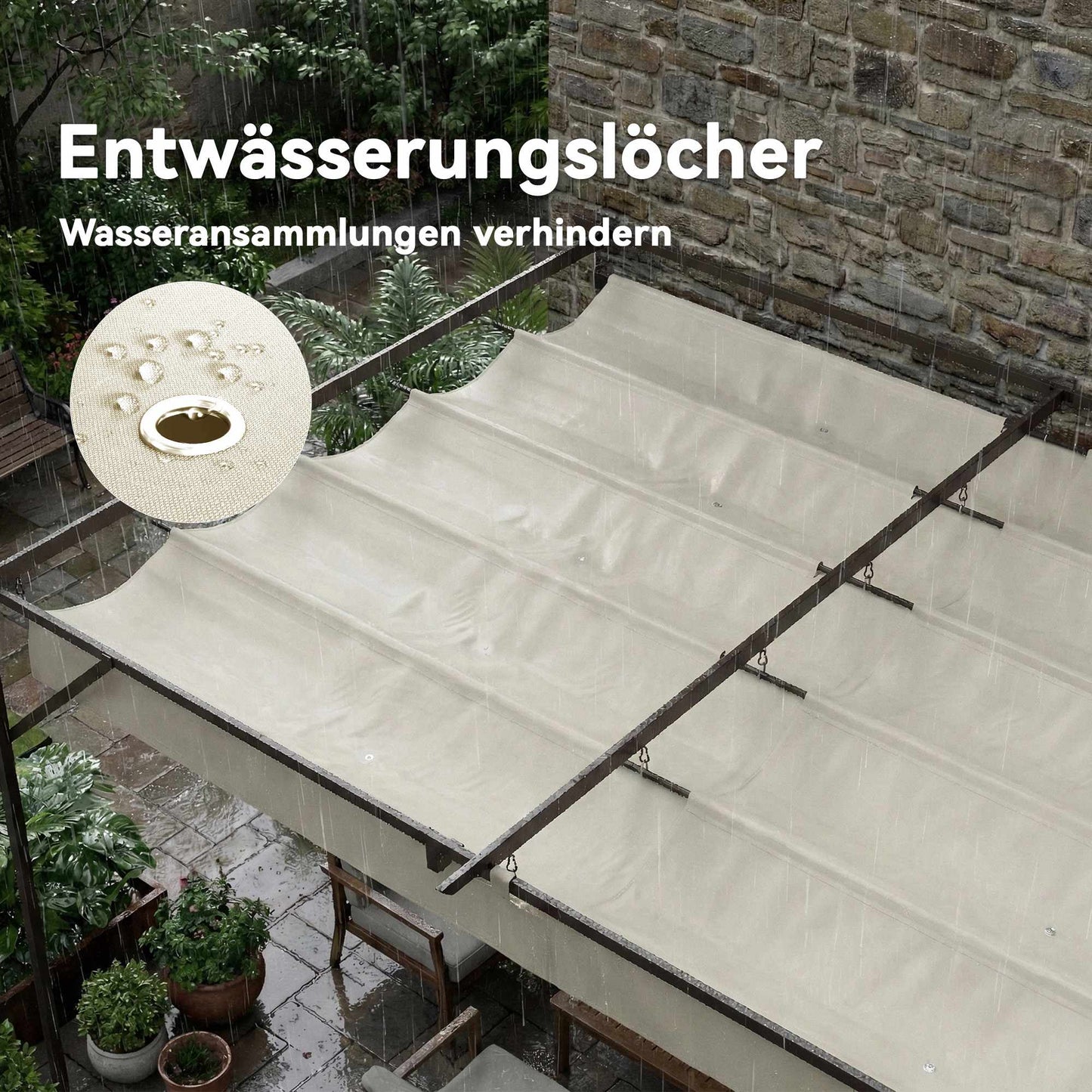Pergola with Adjustable Roof, 4x3m, Wall-Mounted, UV30+ Protection