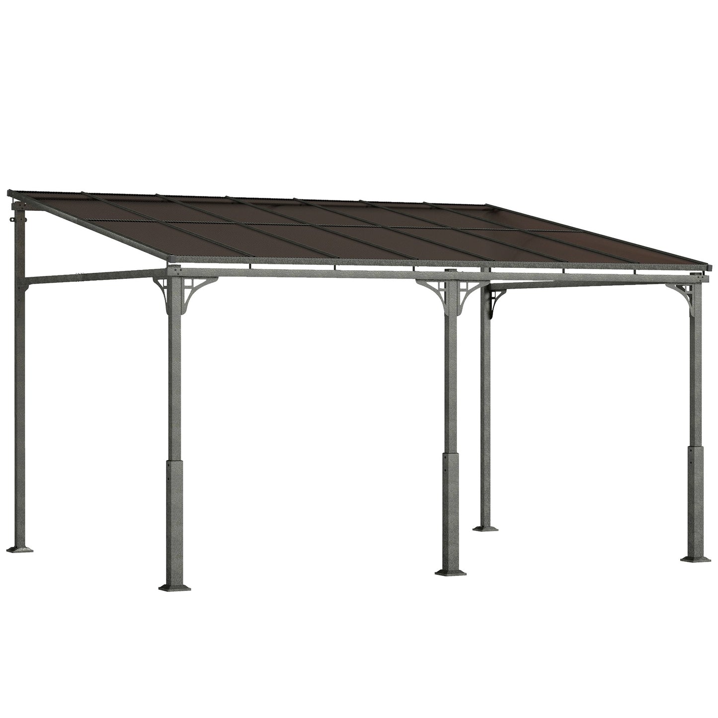 Pergola with Polycarbonate Roof, Metal Frame, 400x300 cm