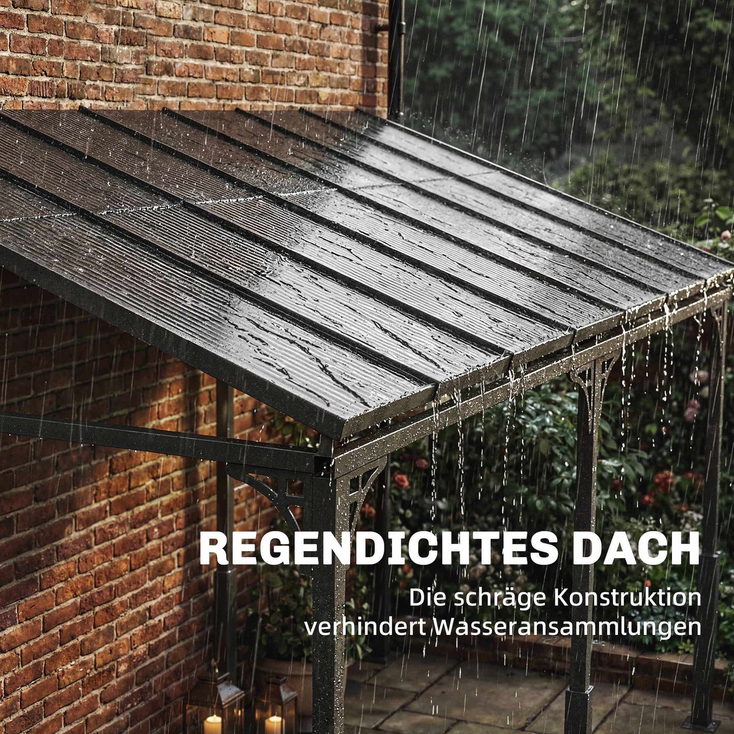 Pergola with Polycarbonate Roof, Metal Frame, 400x300 cm