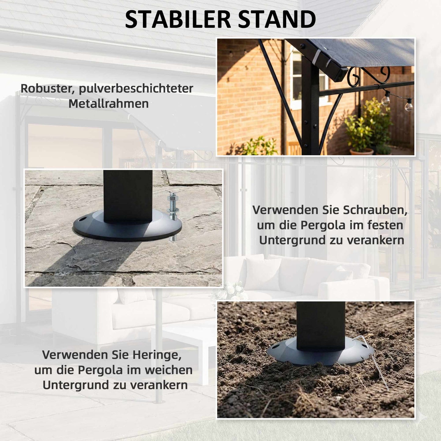 Pergola with Waterproof Canopy, Metal Frame, 384x286 cm