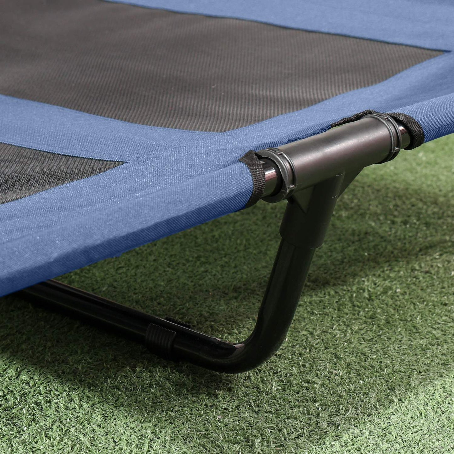 Elevated outdoor dog bed with UV protection