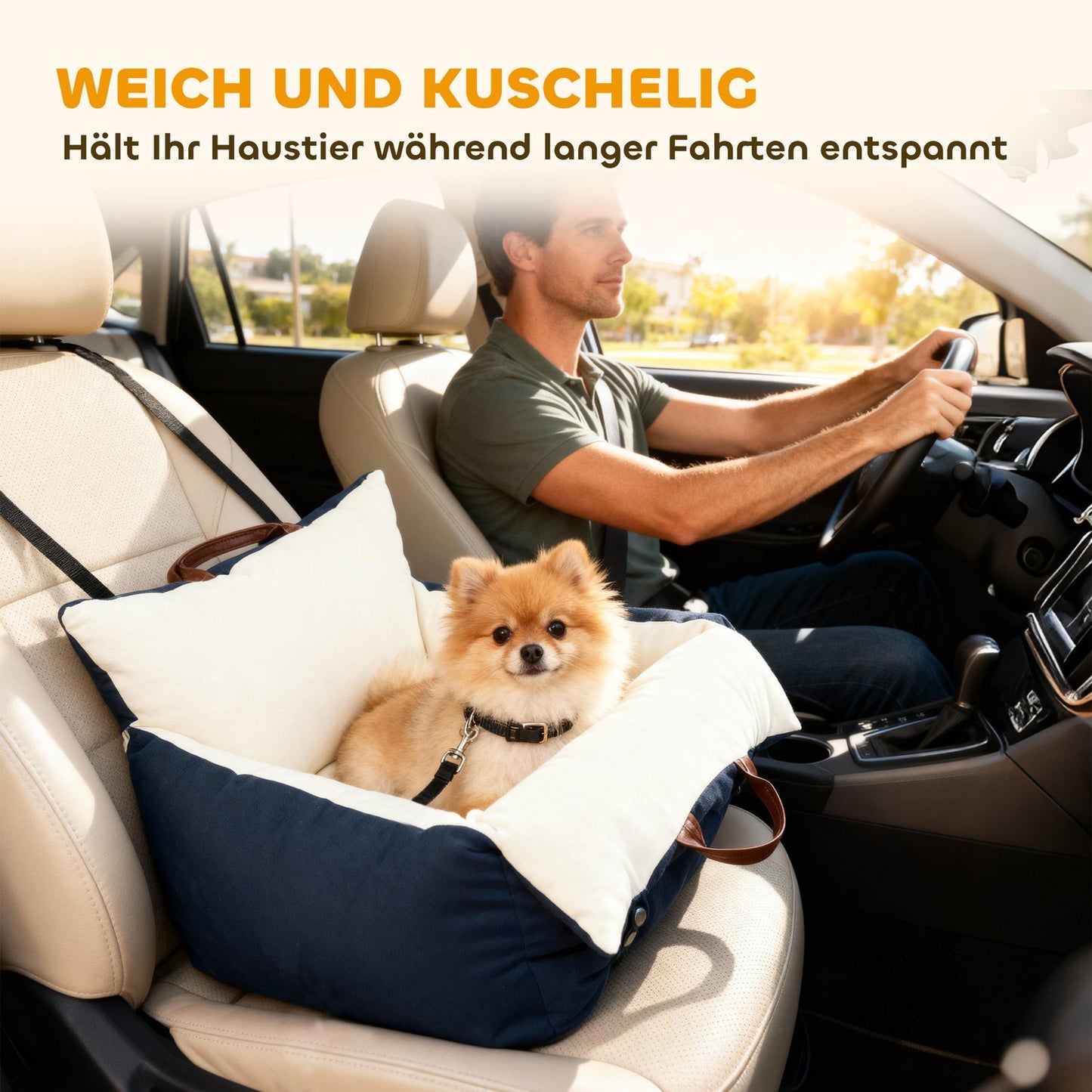 Pet Car Seat, 2 Straps, Washable Covers, <5kg, Blue