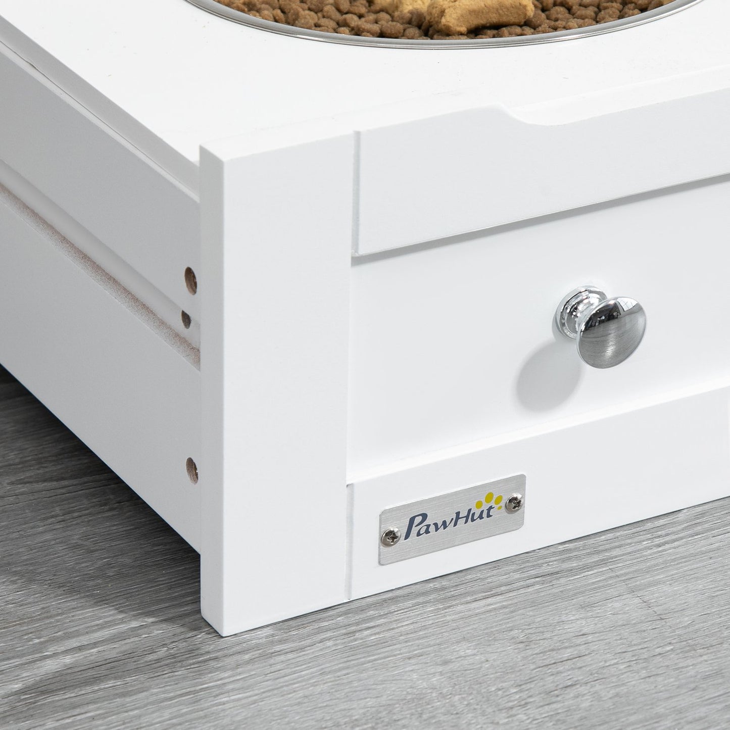 Pet food cabinet with bowls and storage, 61 x 35.5 x 82 cm