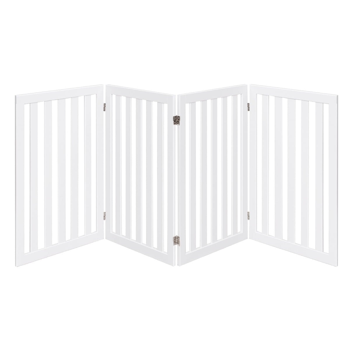Pet Gate, 89cm High, 4 Panels, Foldable Wood, White