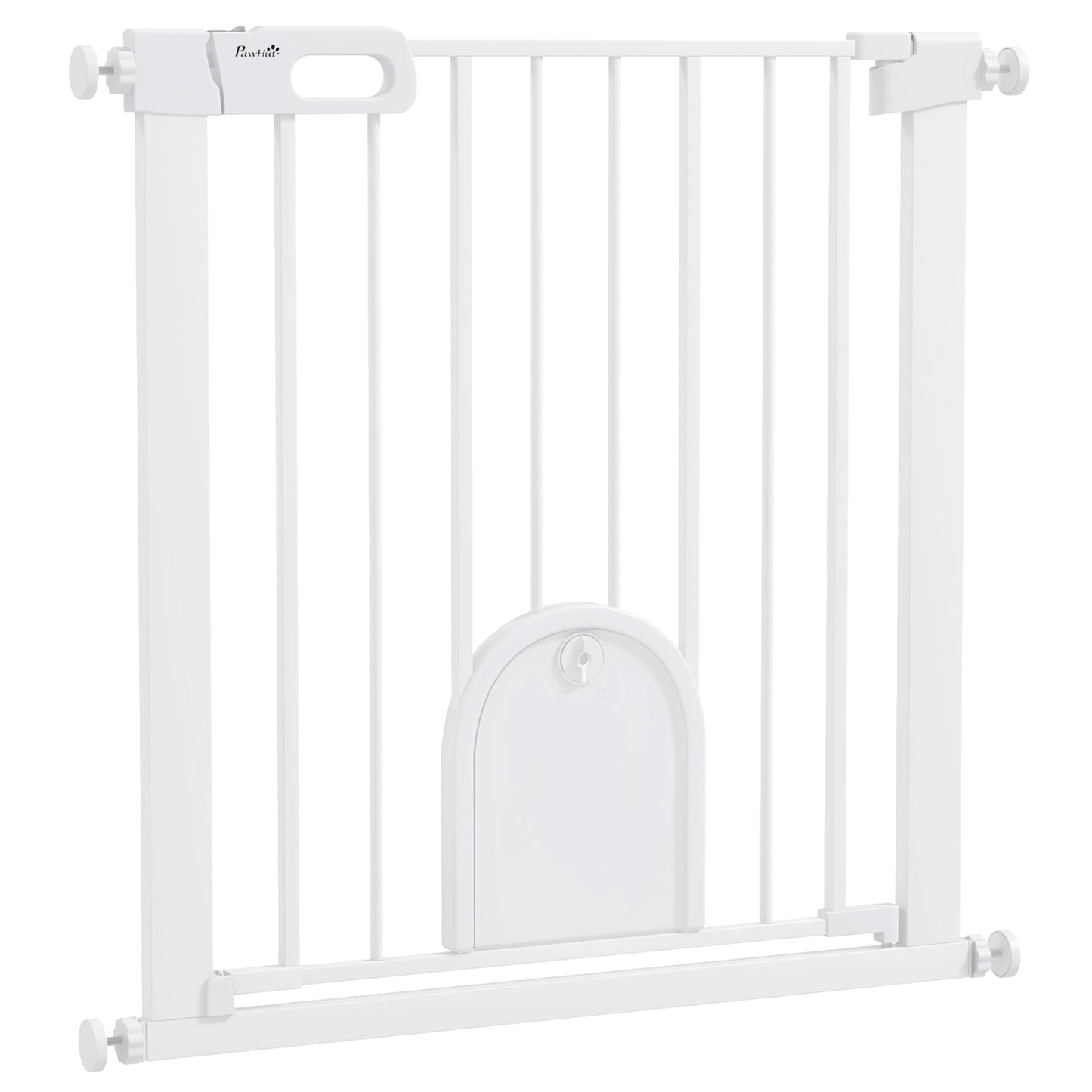 Pet Gate, Adjustable with Small Door, Metal & Plastic, White