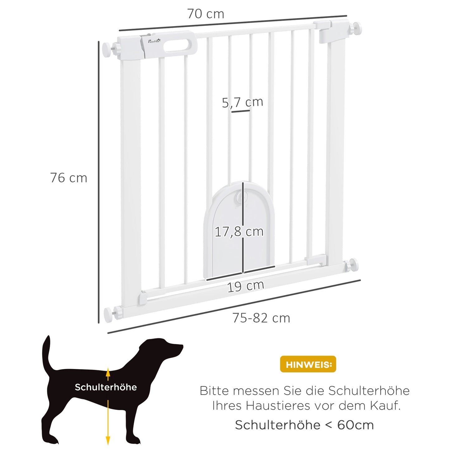 Pet Gate, Adjustable with Small Door, Metal & Plastic, White